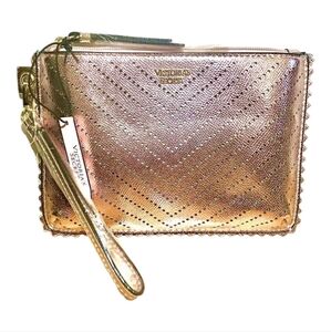 NWT Victoria's Secret Laser Cut Blush Rose Gold Metallic Clutch